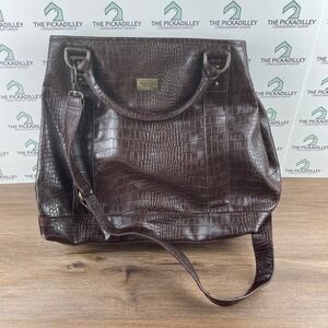 Simply Vera Vera Wang Brown Faux‎ Croc Tote Shoulder Bag Handbag With Strap